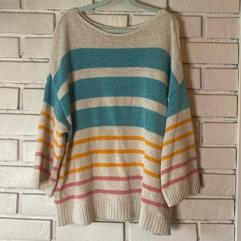 Loft striped drop sleeve striped sweater